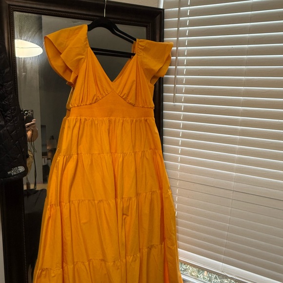 Express Yellow Maxi Sundress Flutter Sleeveless - Picture 3 of 10